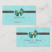 Carte De Placement Bleu aqua brun gem arc floral (Devant / Derrière)