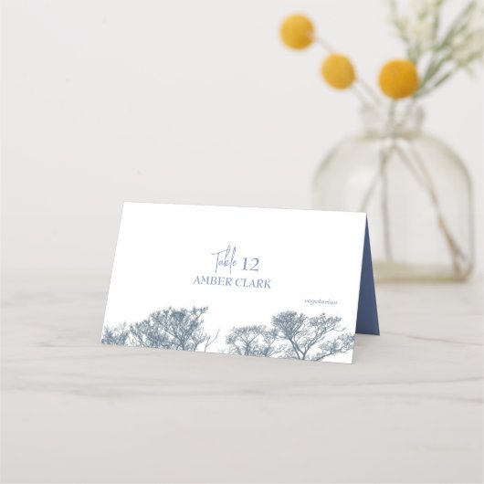 Carte De Placement Bleu Arbres du fond Mariage de Boho Tropical (Devant)