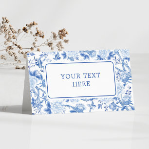 Carte De Placement Bleu Blanc Chinoiserie Floral Mariage Siège
