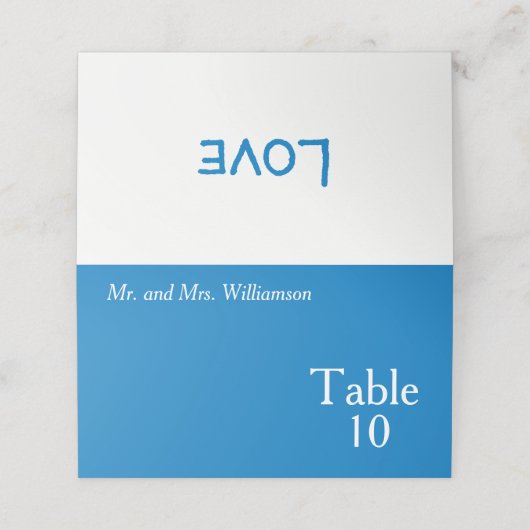 Carte De Placement Bleu Bleu Blancs Numéro de table (Extérieur déplié)