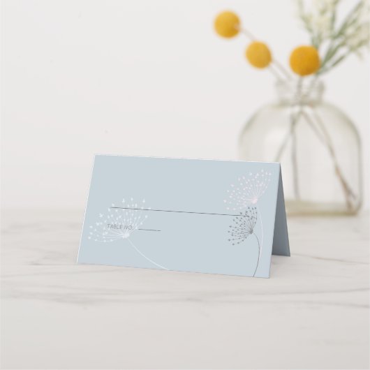 Carte De Placement Bleu Clair Avec Fleurs De Doodle Simple (Devant)