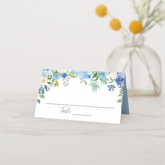 Carte De Placement Bleu clair Hydrangea Mariage Floral Table (Devant)
