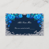 Carte De Placement Bleu clair Roses Flocon de neige Noël (Devant)