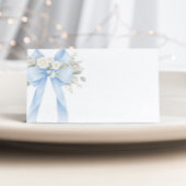 Carte De Placement Bleu Coquette Bow Eucalyptus Bébé Garçon