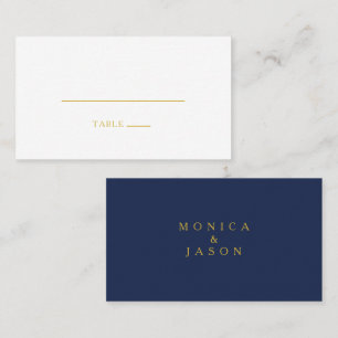 Carte De Placement Bleu de marine minimaliste classique Mariage or