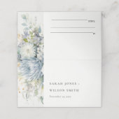 Carte De Placement Bleu doux Vert Succulent Mariage botanique fleuri (Extérieur déplié)