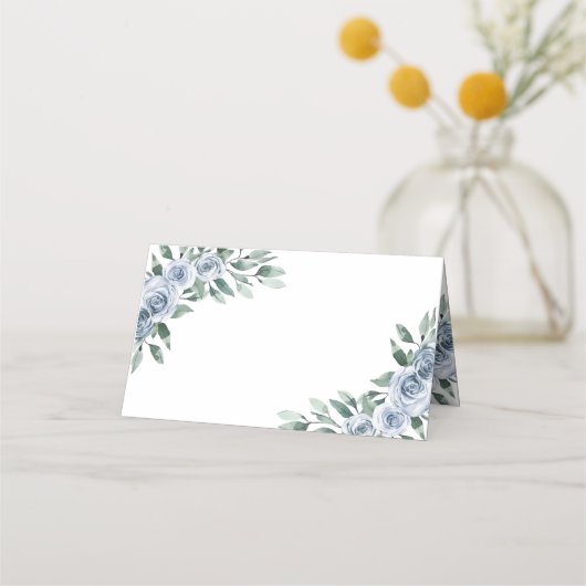 Carte De Placement Bleu Dusty Elegant Floral Boho Rose Rustique Maria (Dos)