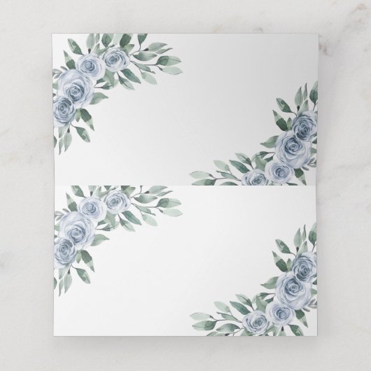 Carte De Placement Bleu Dusty Elegant Floral Boho Rose Rustique Maria (Intérieur déplié)