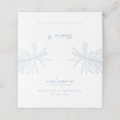 Carte De Placement Bleu Dusty Simple Main Tirée Botanique Plié (Extérieur déplié)