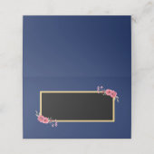 Carte De Placement Bleu élégant et chic avec Fleurs aquarelles (Extérieur déplié)