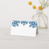 Carte De Placement Bleu Flocon de neige Mariage d'hiver (Dos)