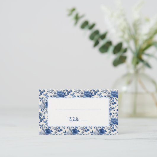 Carte De Placement Bleu Floral Élégant (Debout devant)