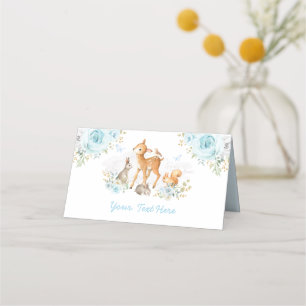Carte De Placement Bleu Floral Forêt Animaux Douche