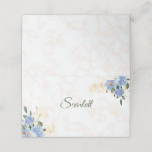 Carte De Placement Bleu Floral Marbre Or Plaqué Carte Place (Extérieur déplié)