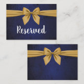 Carte De Placement Bleu foncé avec Bow or (Devant / Derrière)