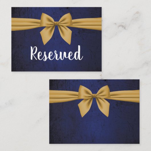Carte De Placement Bleu foncé avec Bow or (Devant / Derrière)