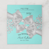 Carte De Placement Bleu Grand Blanc Bow Diamants Glam Table (Extérieur déplié)