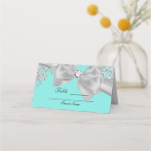 Carte De Placement Bleu Grand Blanc Bow Diamants Glam Table (Dos)