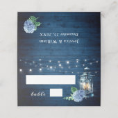 Carte De Placement Bleu Hydrangea Lanterne Marine Mariage de bois (Extérieur déplié)