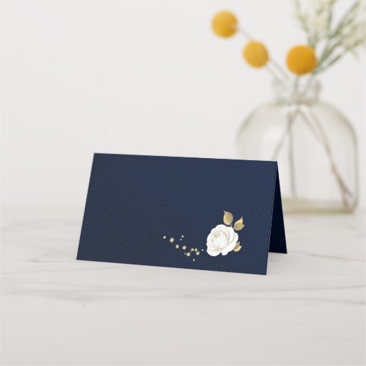 Carte De Placement bleu marine botanique or blanc (Dos)