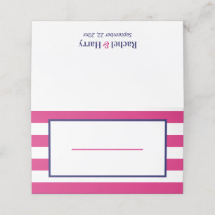 Carte De Placement Bleu marine et rayures roses chaudes vierges