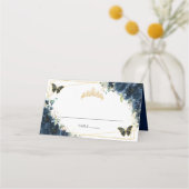 Carte De Placement Bleu marine floral or Quinceañera 16e anniversaire (Dos)