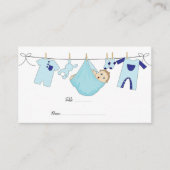 Carte De Placement Bleu mignon Baby shower Plat Place Card (Devant)