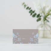 Carte De Placement Bleu Papillon Floral Place Card (Debout devant)