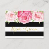 Carte De Placement Bleu Rayures Rose Floral Table Place Paramètre Car (Dos)