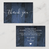 Carte De Placement Bleu Rustique Grange Mariage Merci (Devant / Derrière)