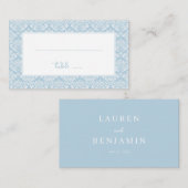 Carte De Placement Bleu Sérénité Damassé (Devant / Derrière)