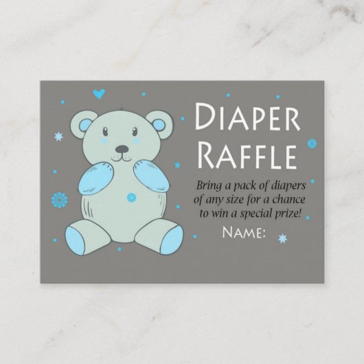 Carte De Placement Bleu Teddy ours Repas de couches Billets (Devant)