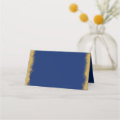 Carte de placement bleue avec bordure dorée élégan (Dos)