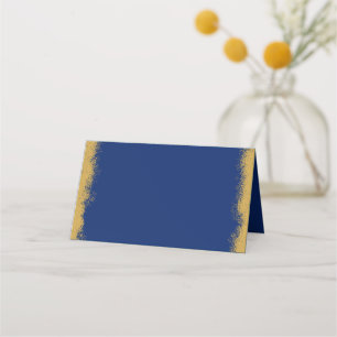 Carte de placement bleue avec bordure dorée élégan