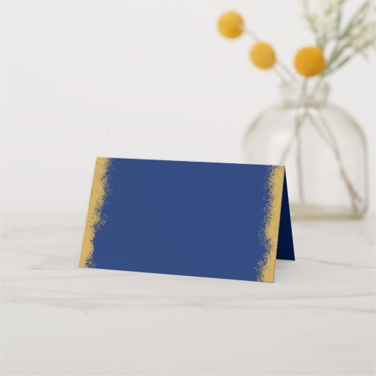 Carte de placement bleue avec bordure dorée élégan (Devant)