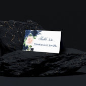 Carte De Placement Blooms Chics | Floral bleu marine et rose pâle