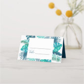 Carte De Placement Blue Botanical Beach Palm Foliage Mariage (Devant)