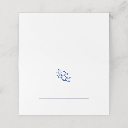 Carte De Placement Blue Doodle Lemons Wedding (Extérieur déplié)