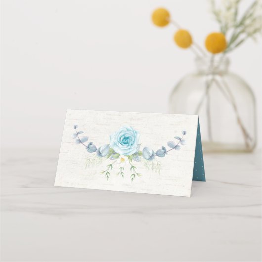 Carte De Placement Blue Floral Bois Aquarelle Forêt Animaux (Dos)
