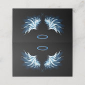 Carte De Placement Blue Glowing Angel Wings on black background (Extérieur déplié)