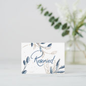 Carte De Placement Blue Gold Moderne Floral Mariage élégant (Debout devant)