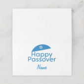 Carte De Placement Blue Happy Passover Salutation avec Kippah (Extérieur déplié)