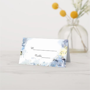 Carte De Placement Blue Hydrangea Fleurs Mariage d'aquarelle