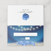 Carte De Placement Blue Hydrangea Flower Navy Blue Modern Mariage (Extérieur déplié)