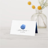Carte De Placement Blue Hydrangea Flower Navy Blue Modern Mariage (Dos)