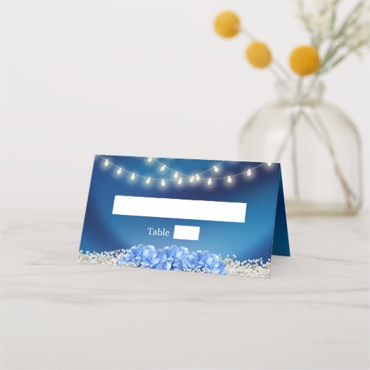 Carte De Placement Blue Hydrangea Flower Navy Blue Modern Mariage (Devant)