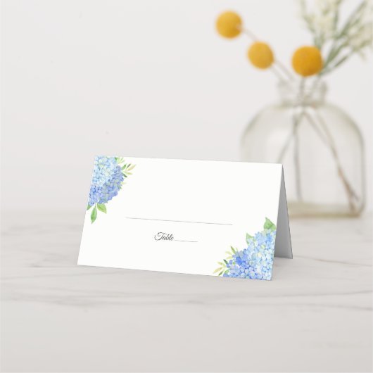 Carte De Placement Blue Hydrangea Foliage Aquarelle Mariage Floral (Devant)