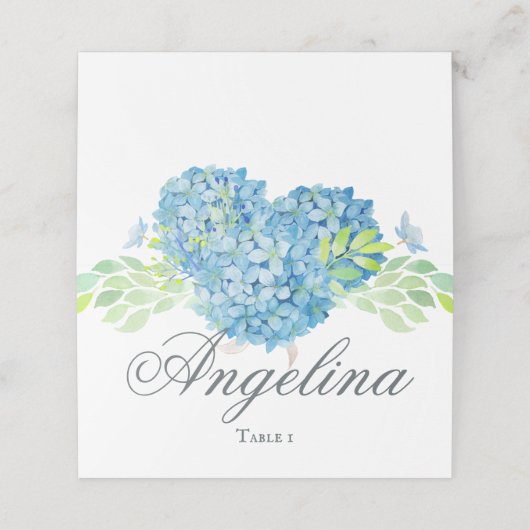 Carte De Placement Blue Hydrangea Sophisticated Mariage (Extérieur déplié)