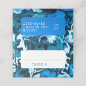 Carte De Placement Blue Marble Star de David Custom Bar Bat mitzvah (Extérieur déplié)