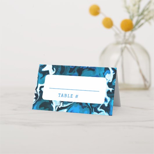 Carte De Placement Blue Marble Star de David Custom Bar Bat mitzvah (Devant)